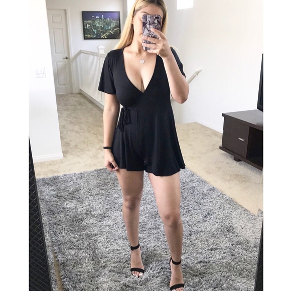 Pants - Black Wrap Little Romper